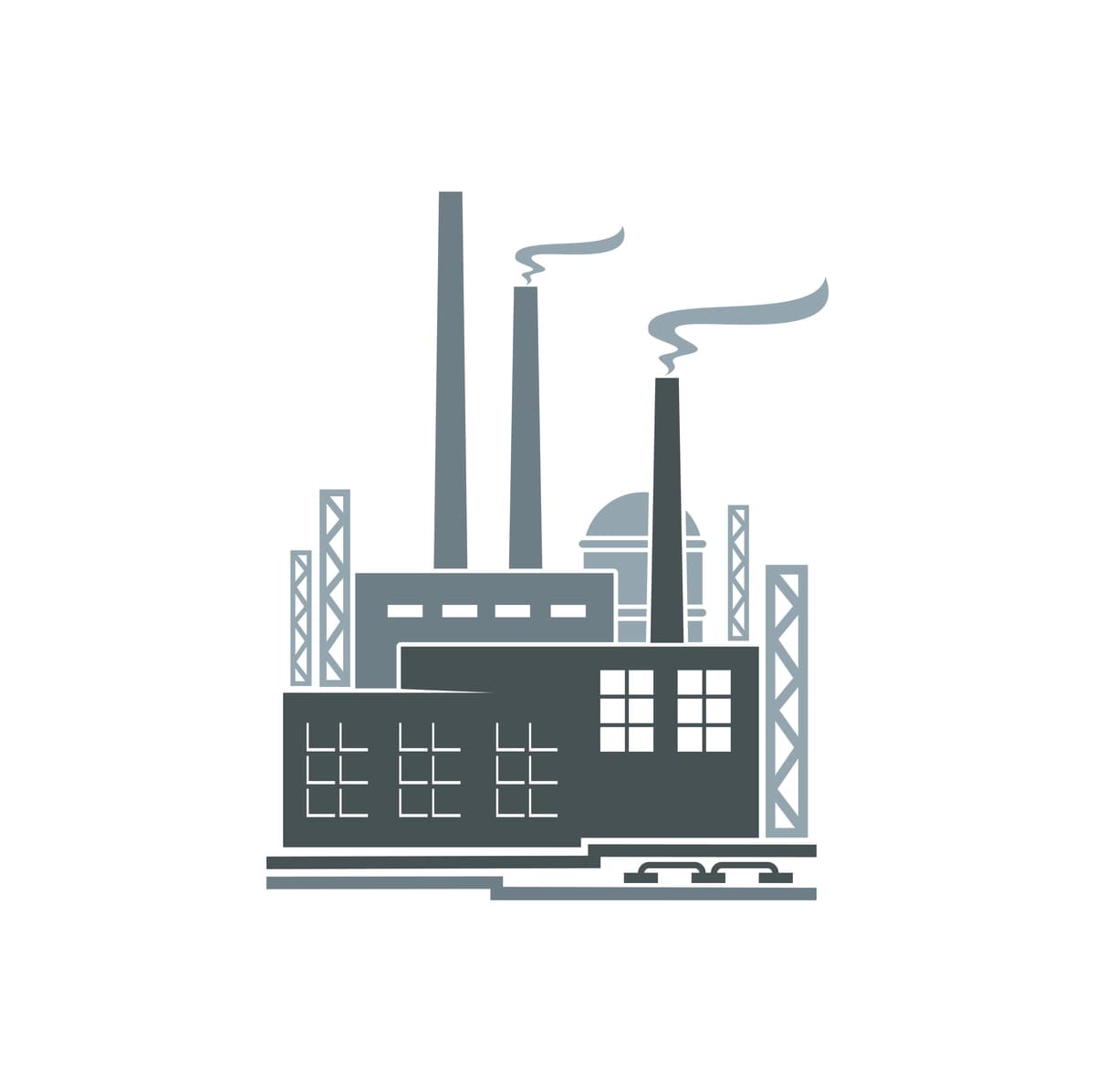 Zavod sanoat zavodi monoxrom vektor belgisi | Factory industrial plant monochrome vector icon