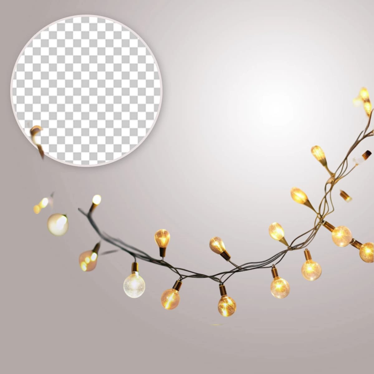 Yassi Rojdestvo chiroqlari to'plami shaffof fon | Flat christmas lights collection transparent background