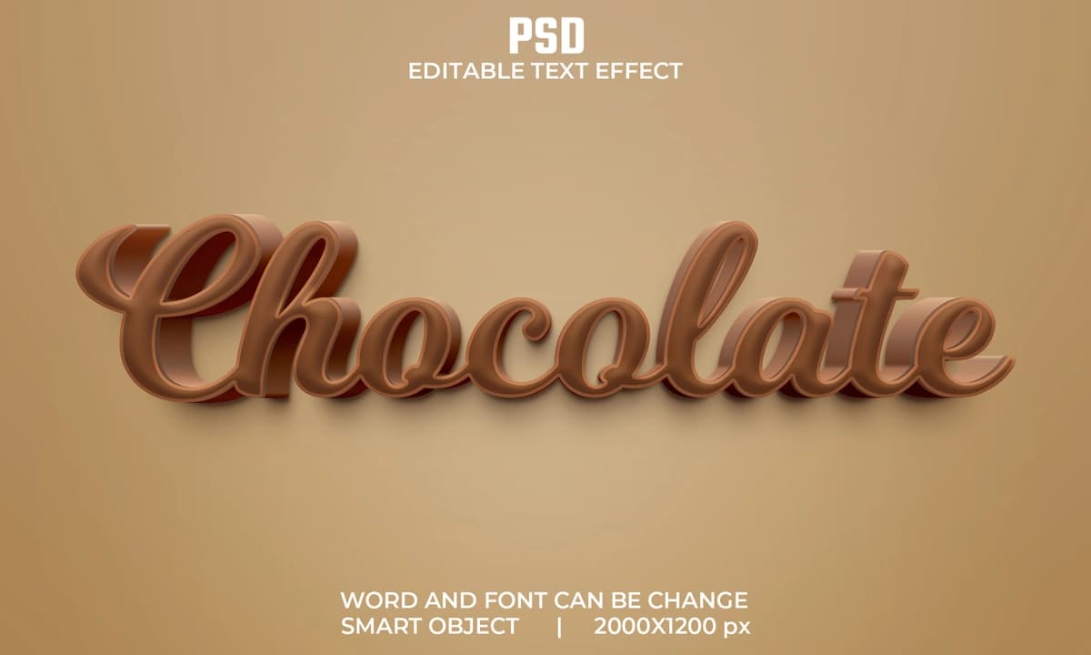 Fon bilan shokoladli 3D tahrirlanadigan matn effekti premium psd | Chocolate 3d editable text effect premium psd with background