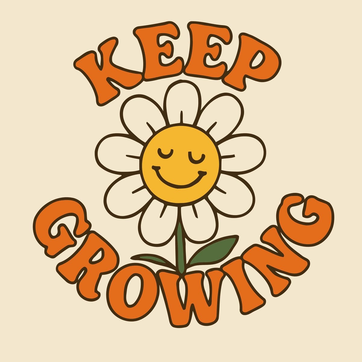 Retro gul kuchi ijobiy tirnoq o'sayotgan davom eting | Keep growing retro flower power positive quote