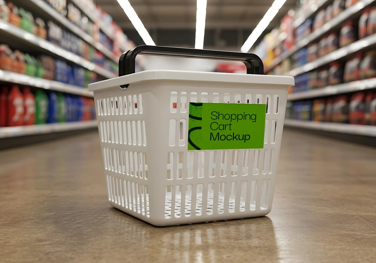 Savatcha maketi oziq-ovqat do'koni | Shopping cart mockup grocery store