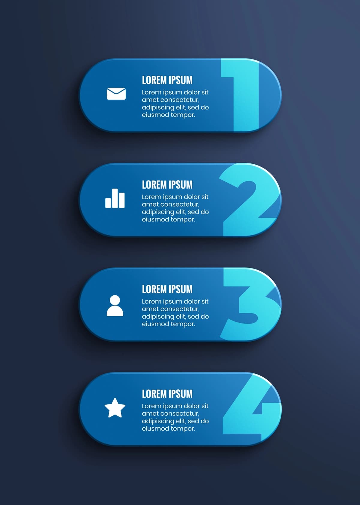 Raqamli piktogrammali 3D ko'k korporativ infografika | 3d blue corporate infographic with numbers icons