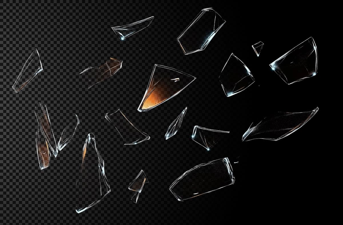 Shisha parchalari qora fon | Shattered glass fragments black background