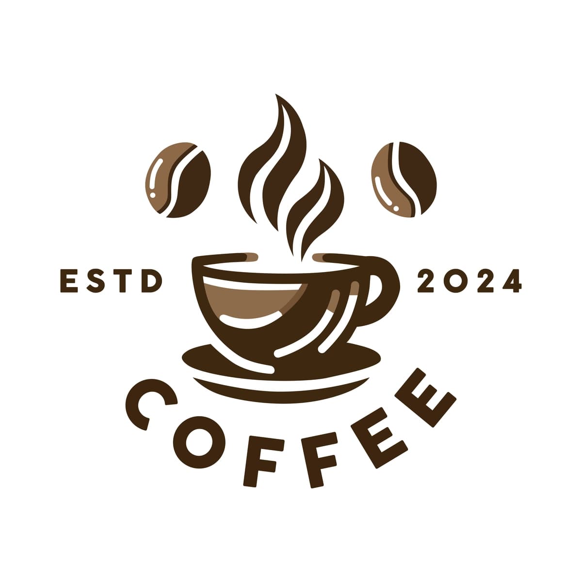 Kubokdagi qahva oq fonda kofe so'zlari yozilgan | Cup coffee is white background with words coffee