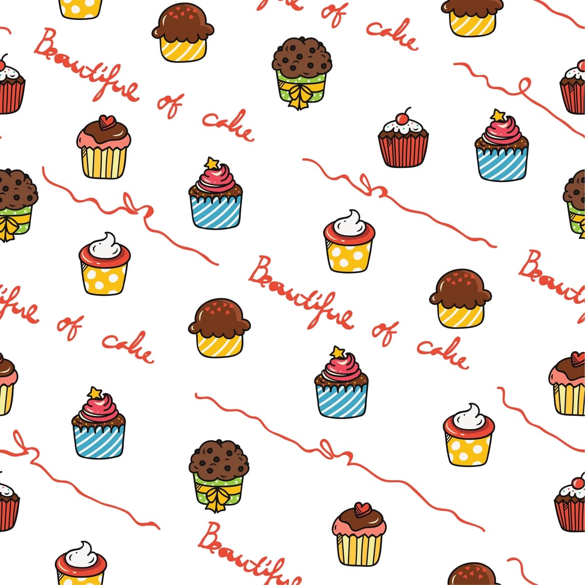 Kek piktogrammasi muammosiz fon | Cupcake icon seamless background