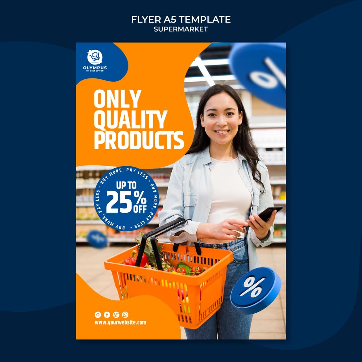 Yassi dizayn supermarket shablon dizayni | Flat design supermarket template design