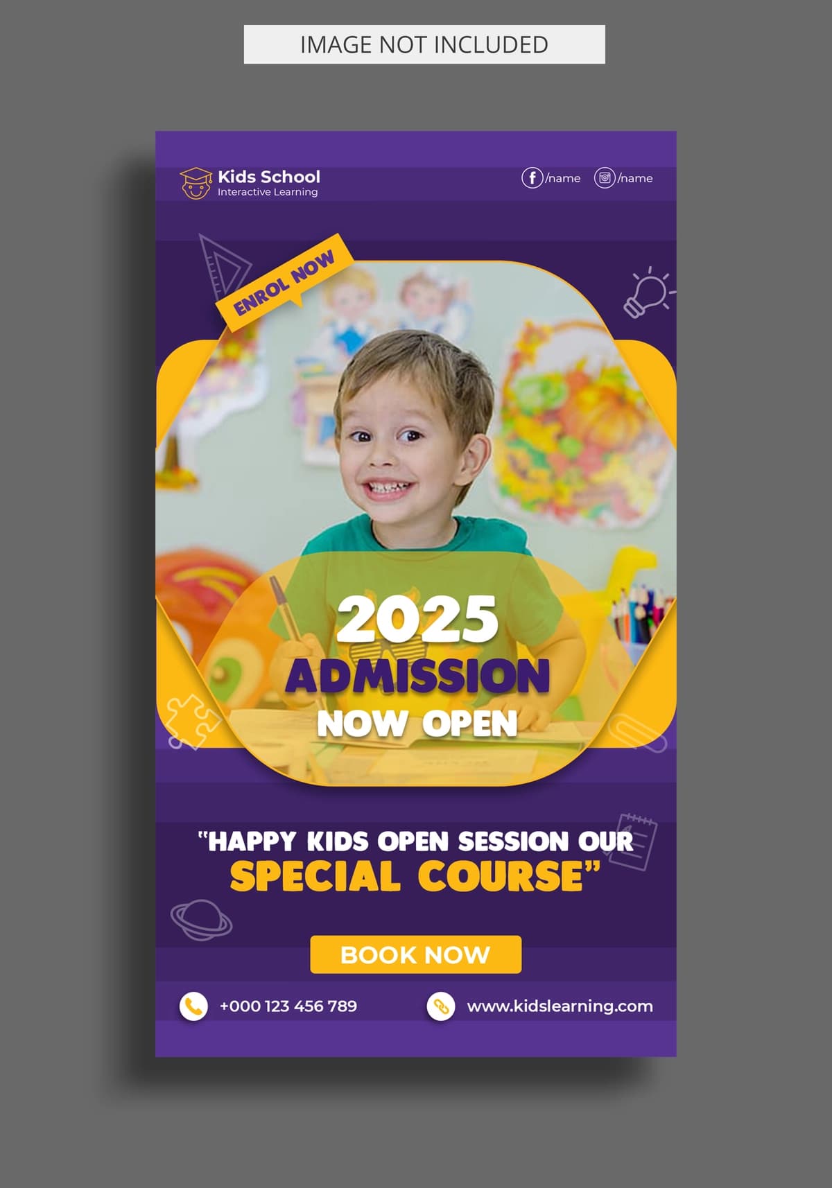 Bolalar ta'limiga kirish uchun instagram hikoya shablonlari | Kids education admission instagram story template