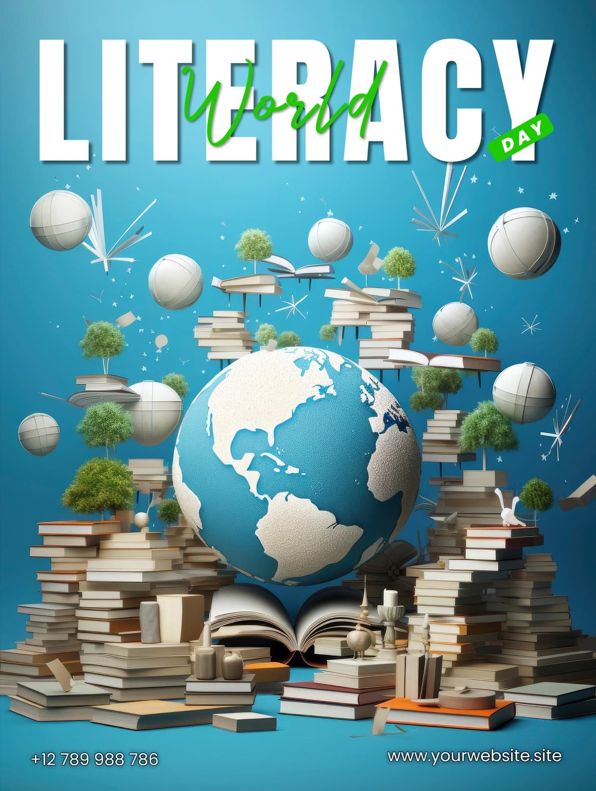 Ijtimoiy media plakati konsepsiyasi Xalqaro savodxonlik kuni | Social media poster concept international literacy day