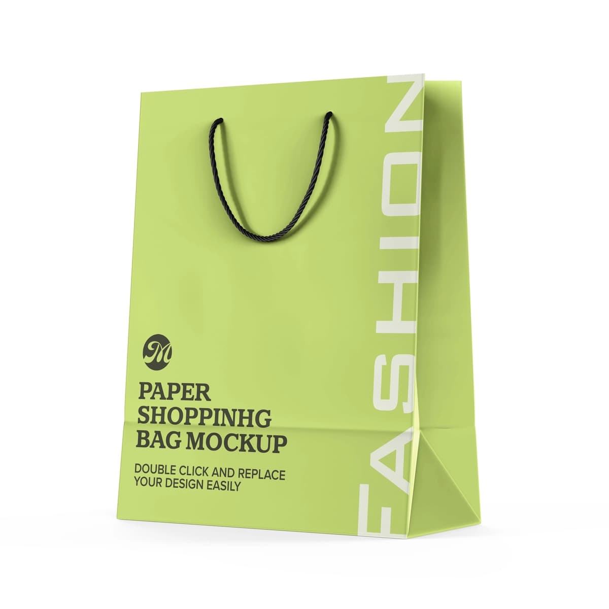 Arqon dastasi maketi bilan qog'oz xarid qilish sumkasi | Paper shopping bag with rope handle mockup branding