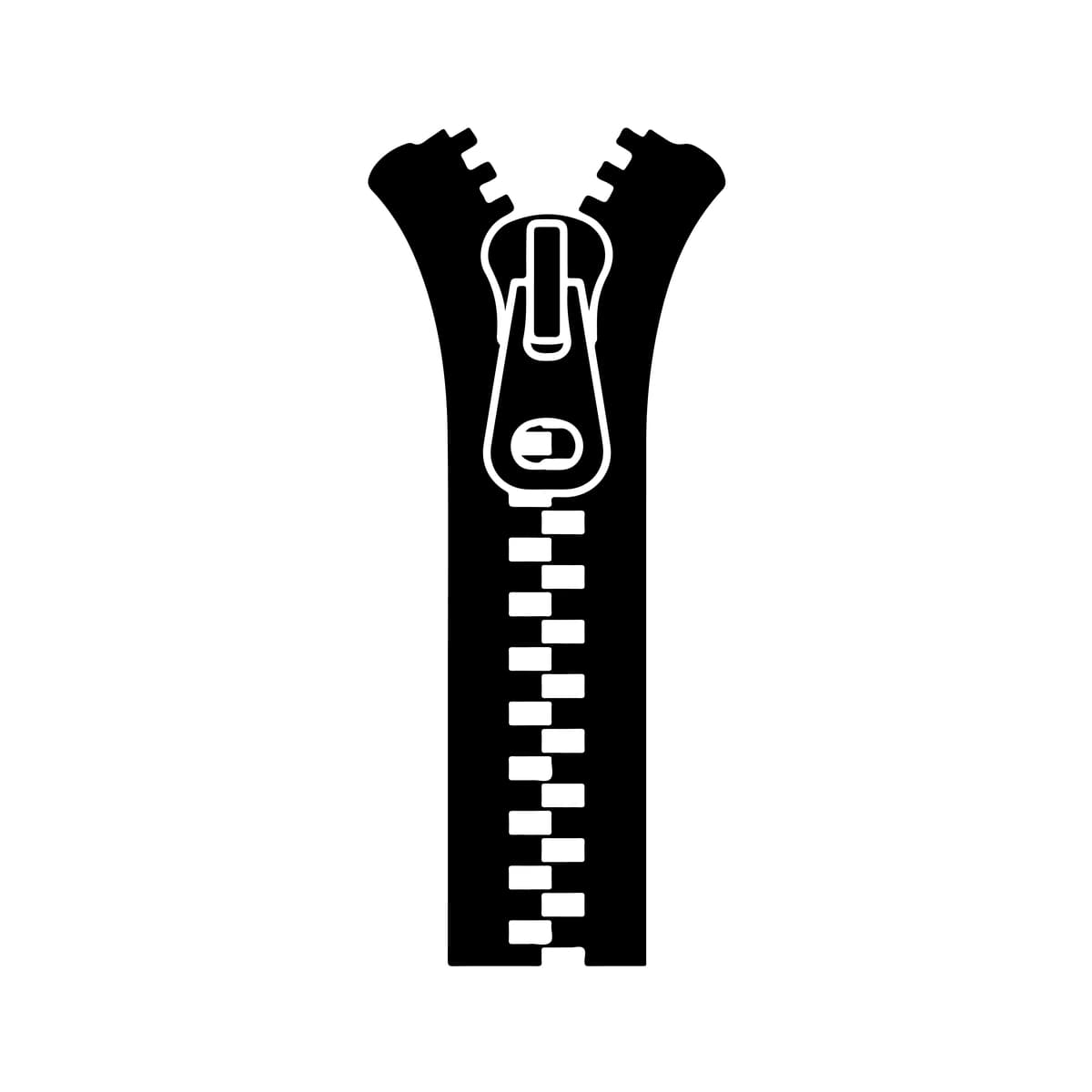 Qora, oq qisman ochiq fermuar belgisi | Black white partially open zipper icon