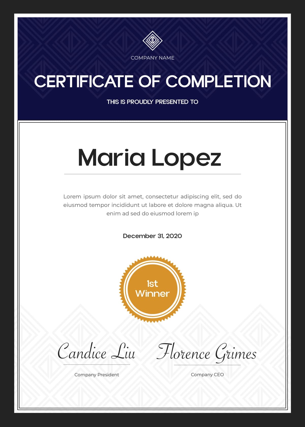 Sertifikat shablonini to'ldirish | Certificate template completion