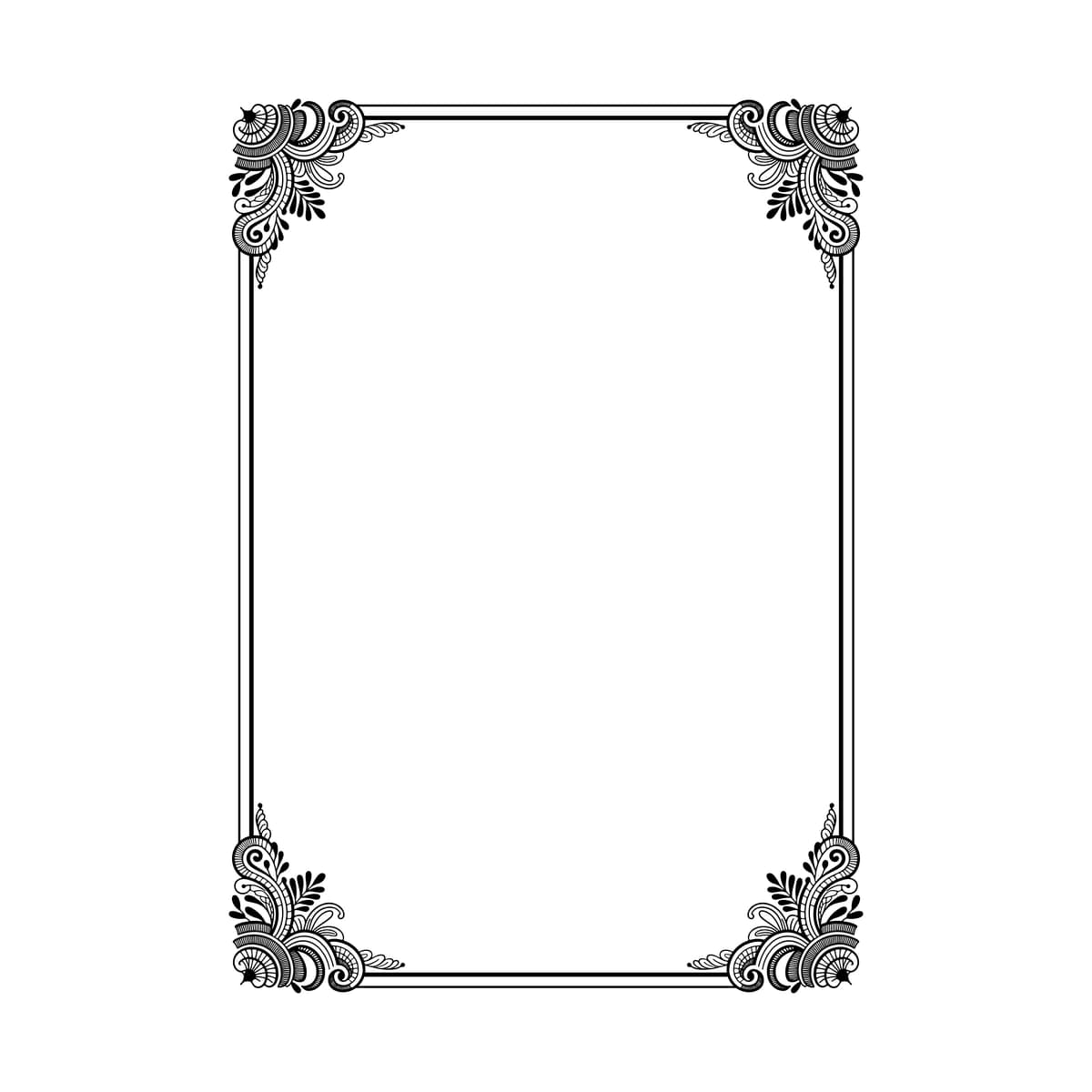 Burchak bezaklari bilan bezatilgan nafis chegara ramkasi | Elegant border frame with ornate corner decorations