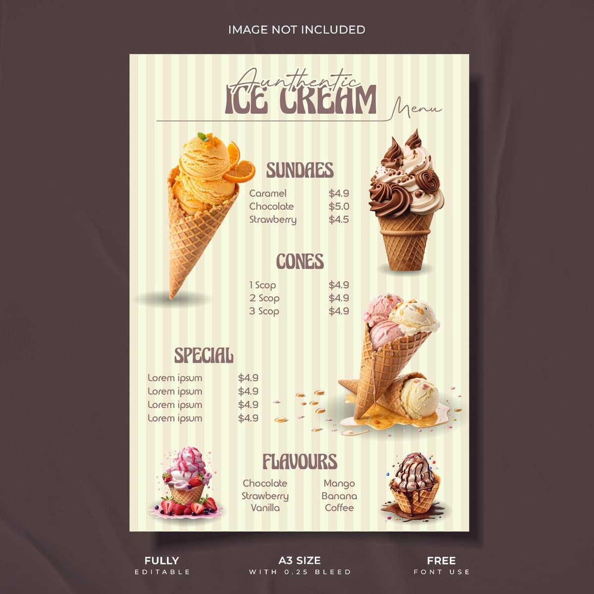 Ijodiy muzqaymoq menyu kartasi dizayni | Creative ice cream menu card design