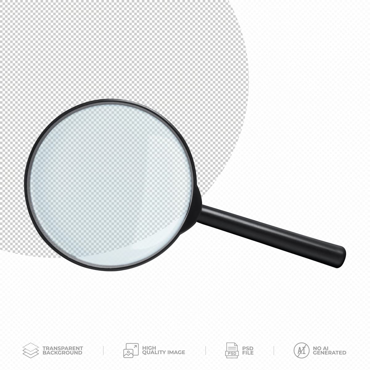 Kattalashtiruvchi oyna shaffof fon psd | Magnifying glass transparent background psd