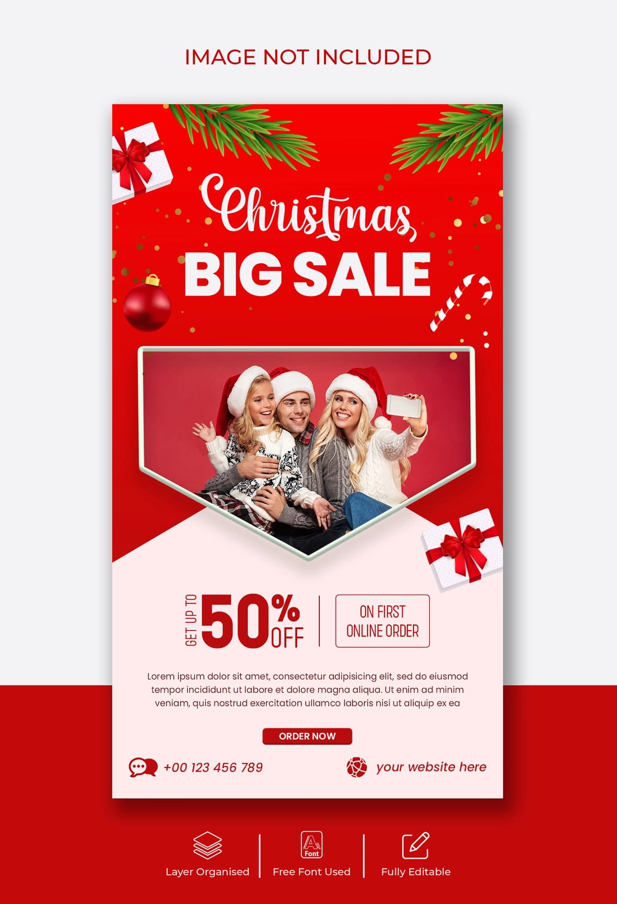 Rojdestvo sotuvi instagram facebook hikoyasi banner shablonlari bilan | Merry christmas sale instagram facebook story banner template with