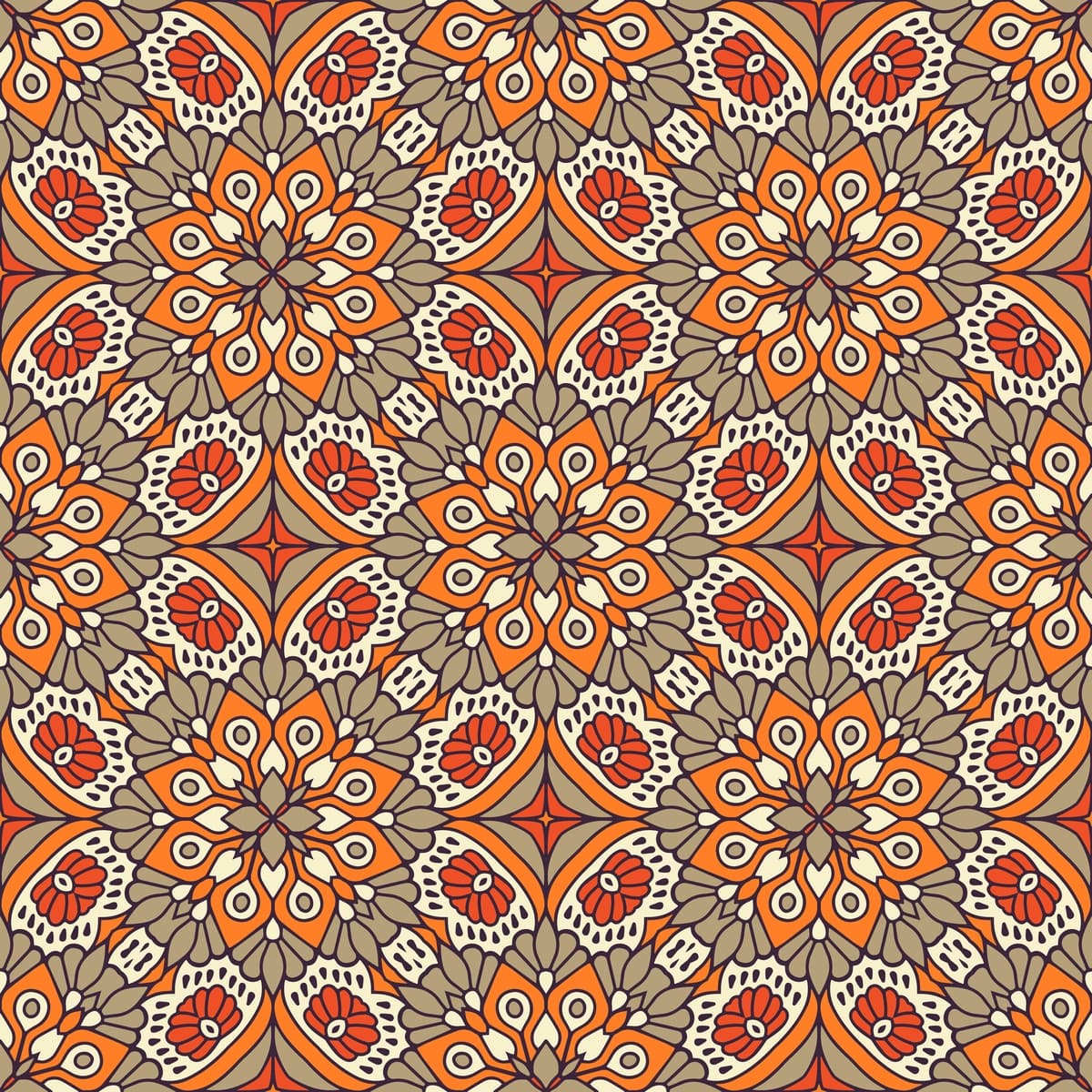 Yillik geometrik plitka choksiz naqsh | Decorative geometric tile seamless pattern