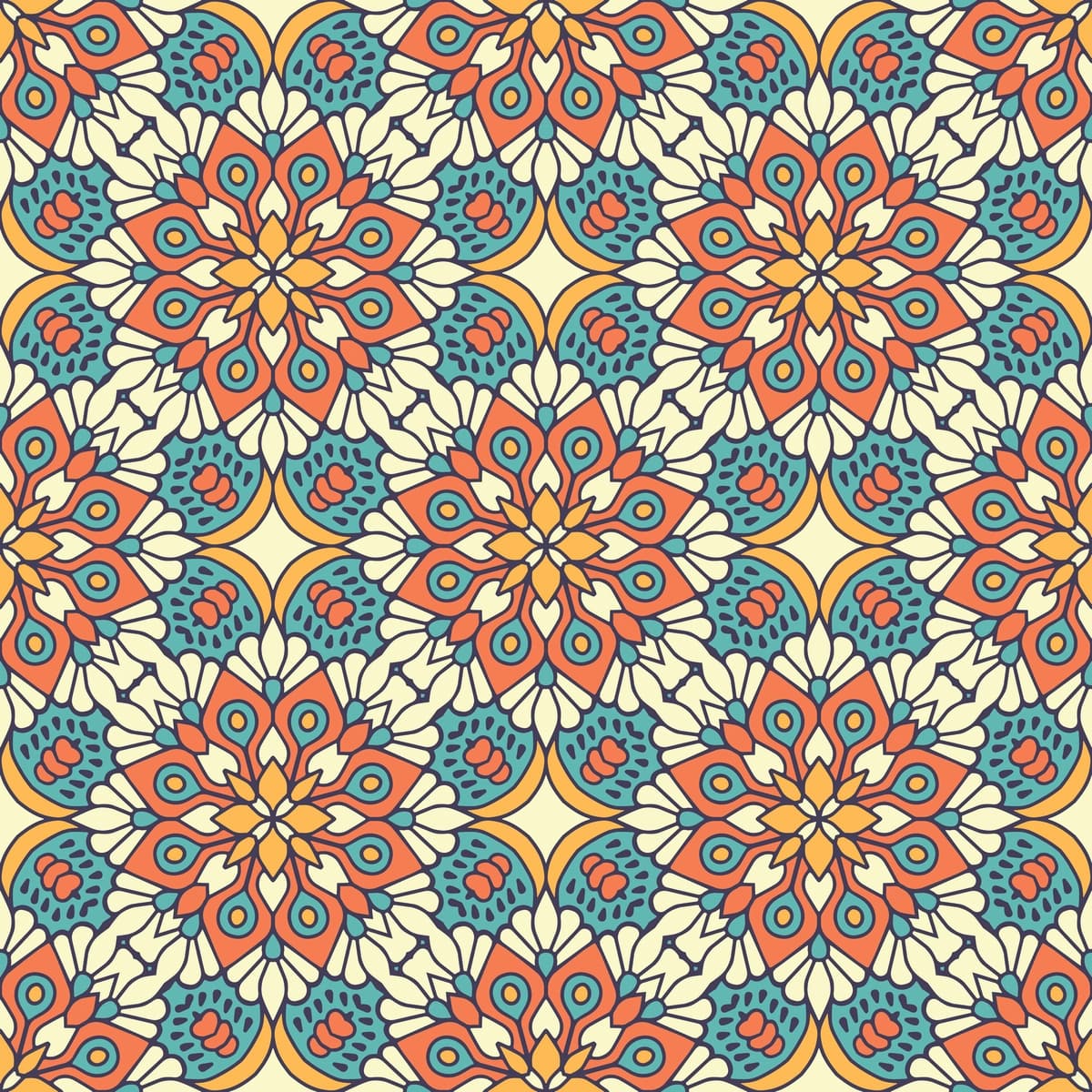 Yillik geometrik plitka choksiz naqsh | Decorative geometric tile seamless pattern