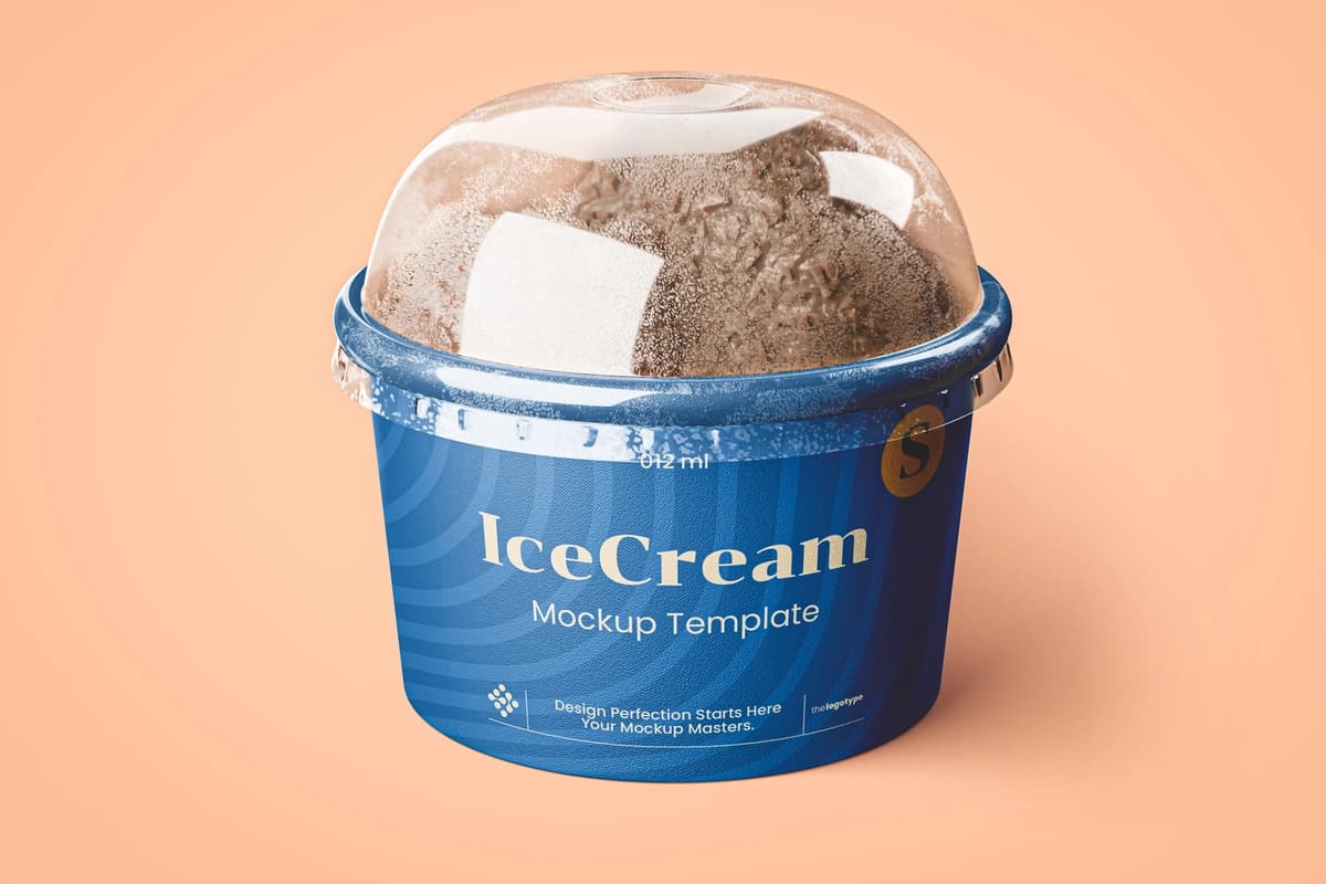 Kichik muzqaymoq vannasi maketi | Small ice cream tub mockup