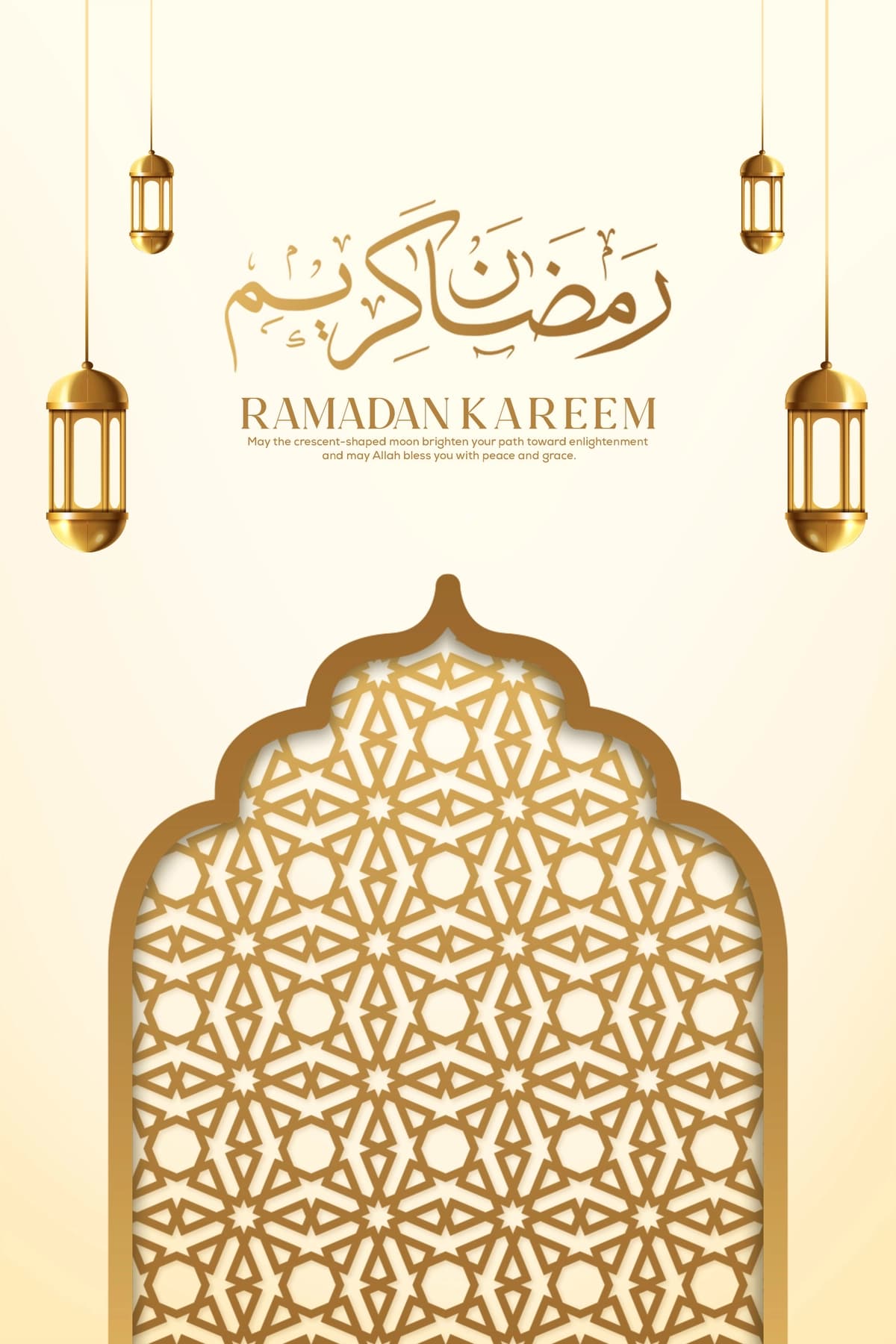 Ramazon kareem islomiy tabrik foni oltin 3D yarim oy | Ramadan kareem islamic greeting background golden 3d crescent moon