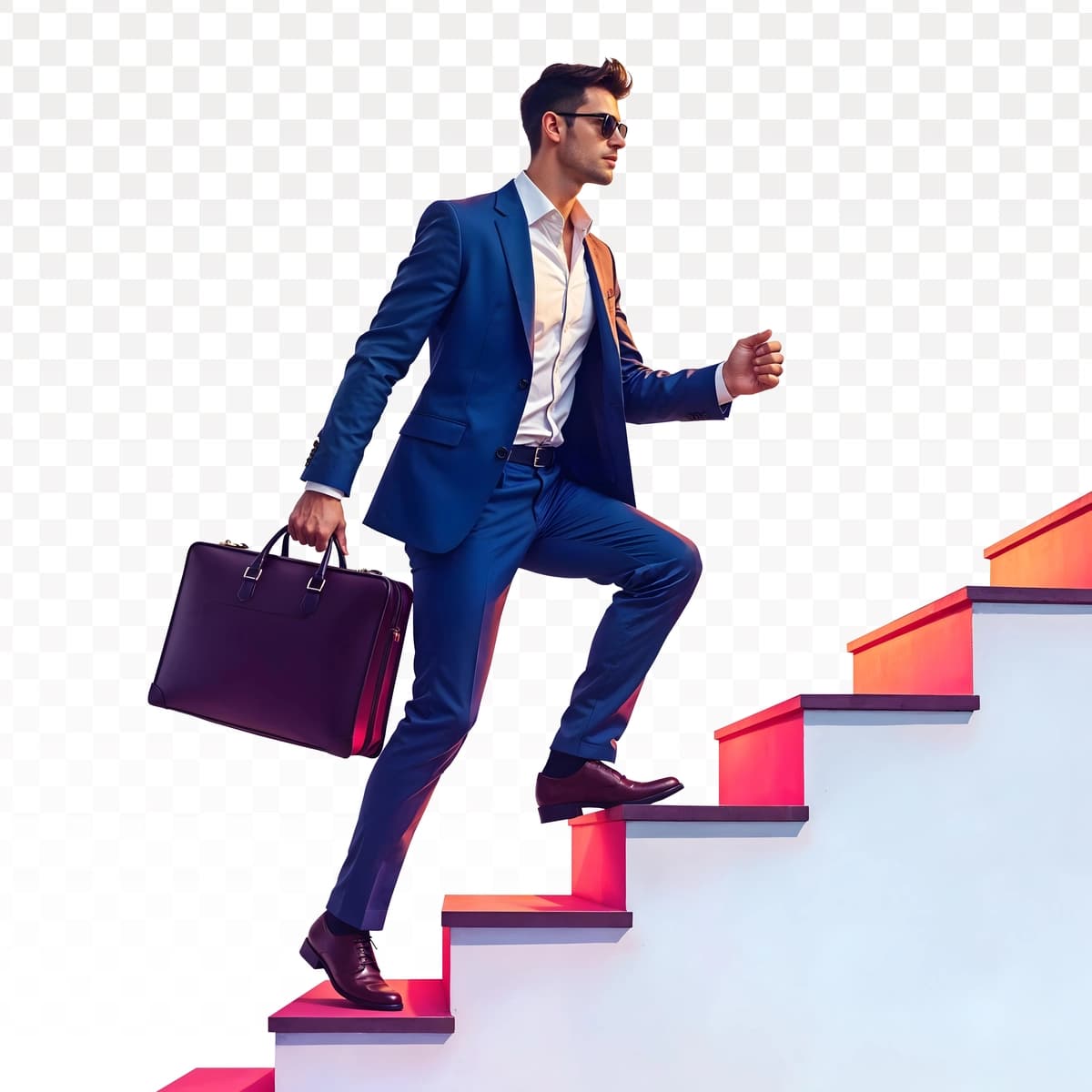 Portfelli zinapoyali erkak kostyumi | Man suit with briefcase stairs