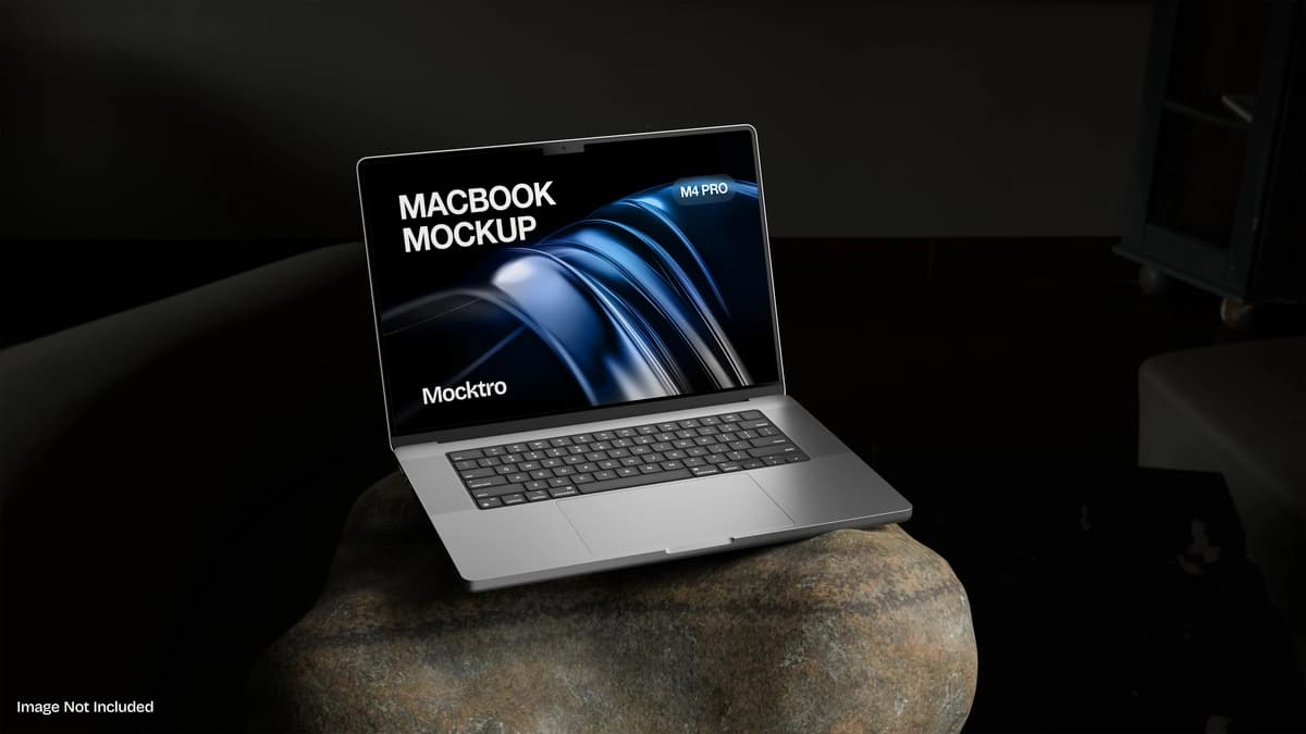 Macbook pro noutbukining maketi | Macbook pro laptop mockup stone