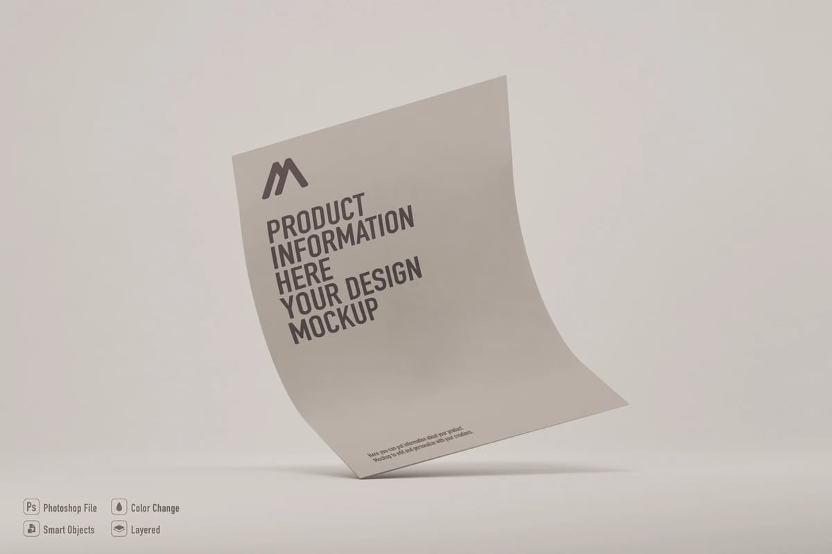 Yumshoq rangdagi qog'oz varag'i maketi | Paper sheet mockup soft color
