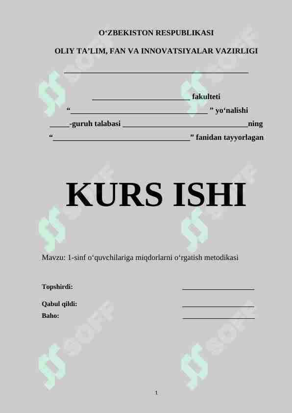 1-sinf o‘quvchilariga miqdorlarni o‘rgatish metodikasi
