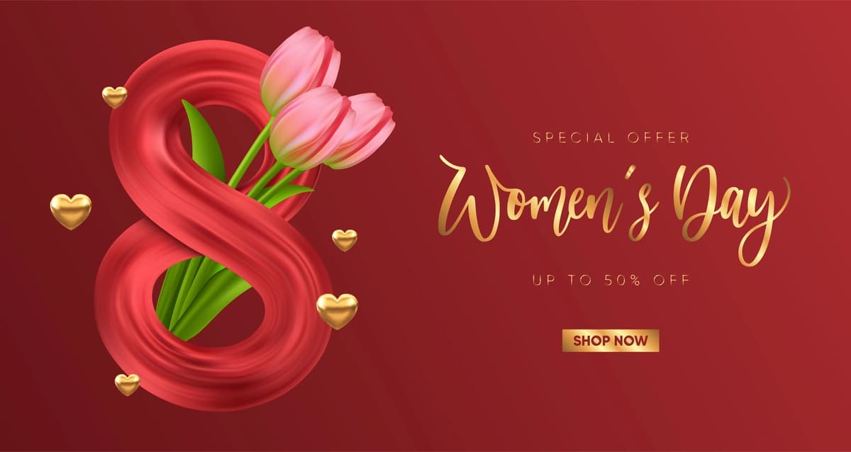 3D raqamlarli gullar vektor tasviri bilan oqlangan 8 mart foni | Elegant 8 march background with 3d number flowers vector illustration