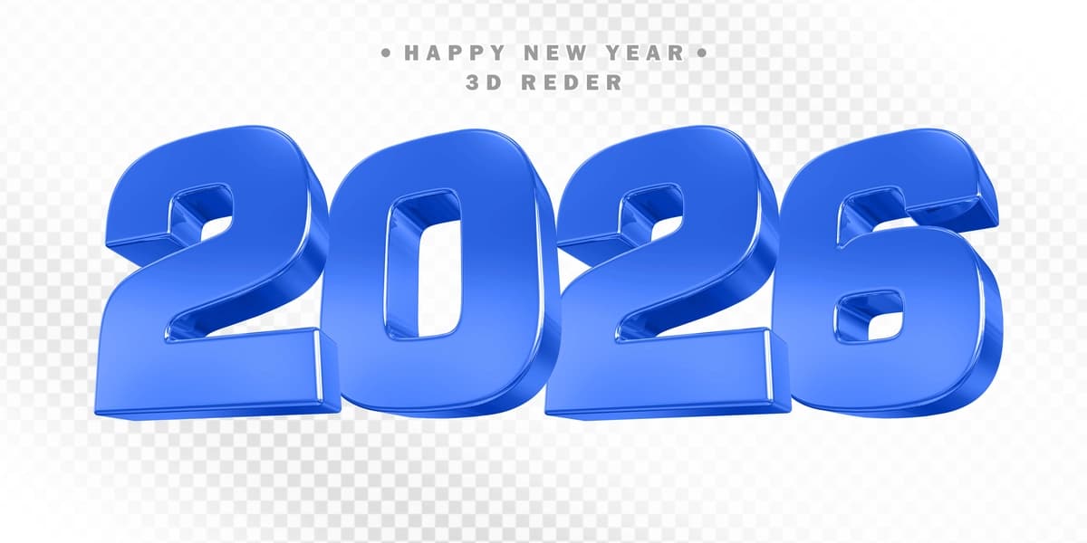 Yangi yilingiz bilan 2026 ko'k 3d render | Happy new year 2026 blue 3d render