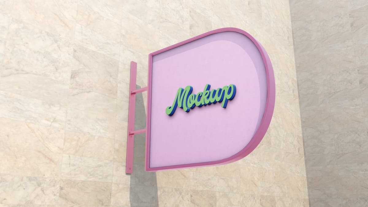 Logotip belgisi maketi mahkamlangan devor | Logo sign mockup pinned wall