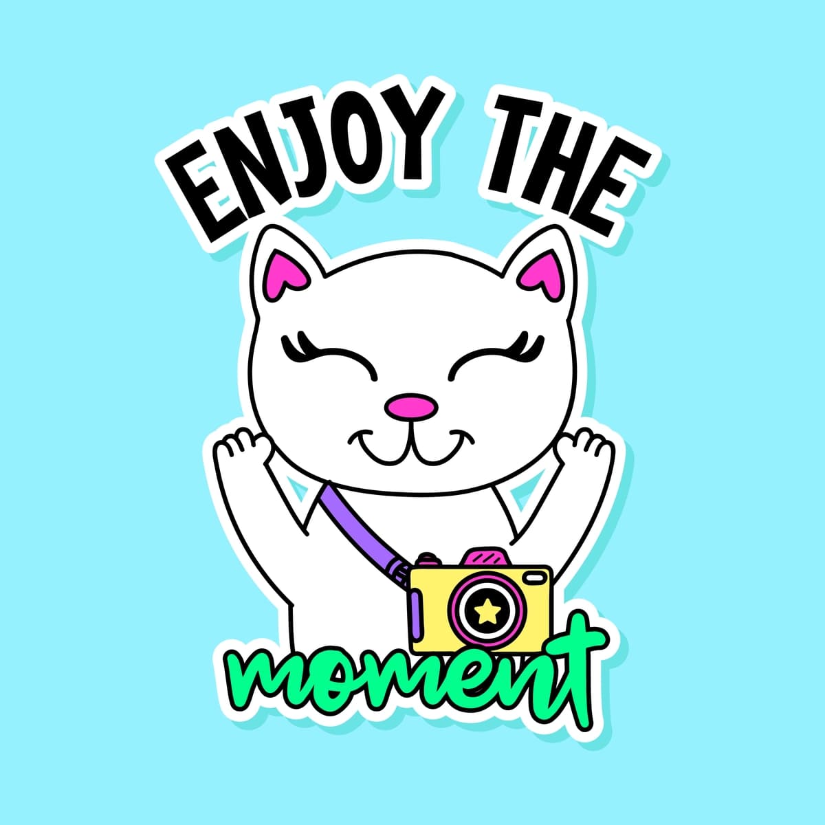 Oq mushukchali fotograf bilan lahzalik iqtibosdan rohatlaning | Enjoy moment quote with white kitty cat photographer