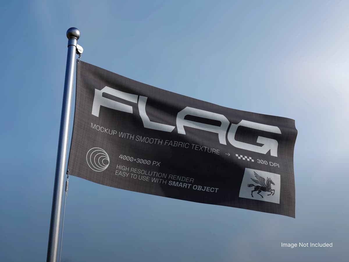 Mato teksturali tashqi bayroq maketi metall ustun | Outdoor flag mockup metal pole with fabric texture