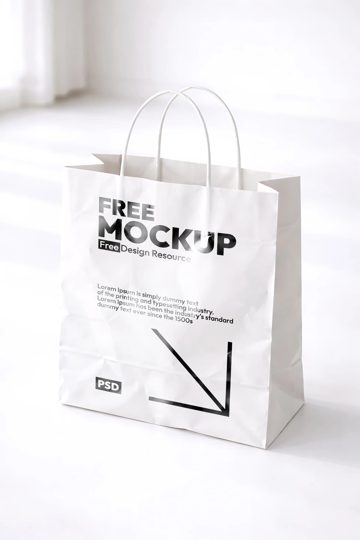 Oq qog'ozli xarid sumkasi maketi | White paper shopping bag mockup
