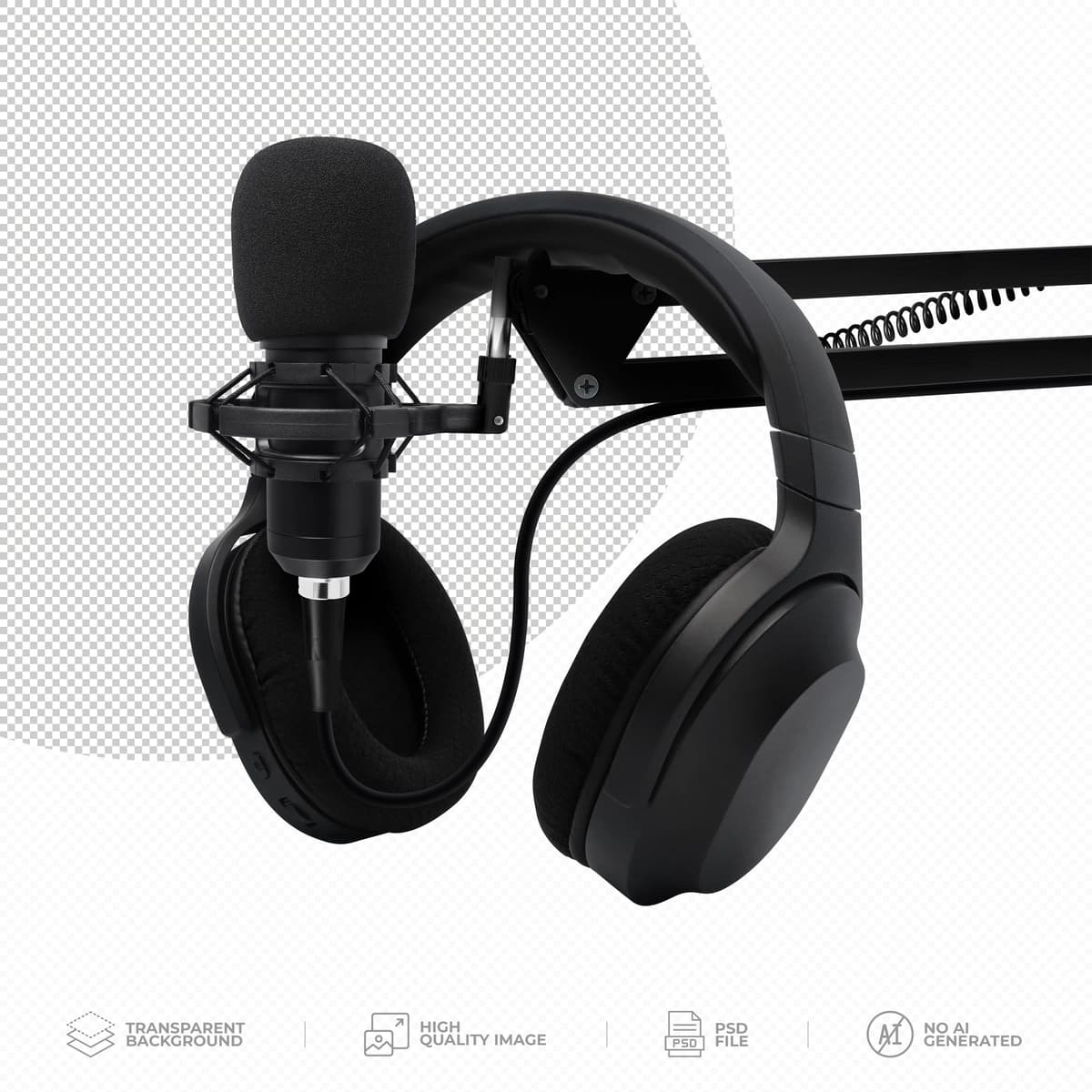 Mikrofon naushniklar shaffof fon psd | Microphone headphones transparent background psd