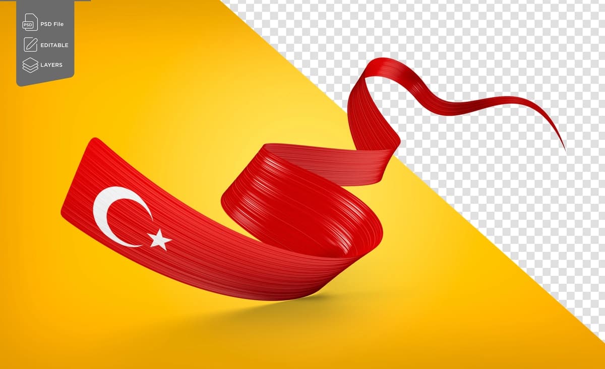 3D bayrog'i Turkiya 3D yaltiroq silkituvchi turkiya lenta bayrog'i oq fon | 3d flag turkey 3d shiny waving turkey ribbon flag white background