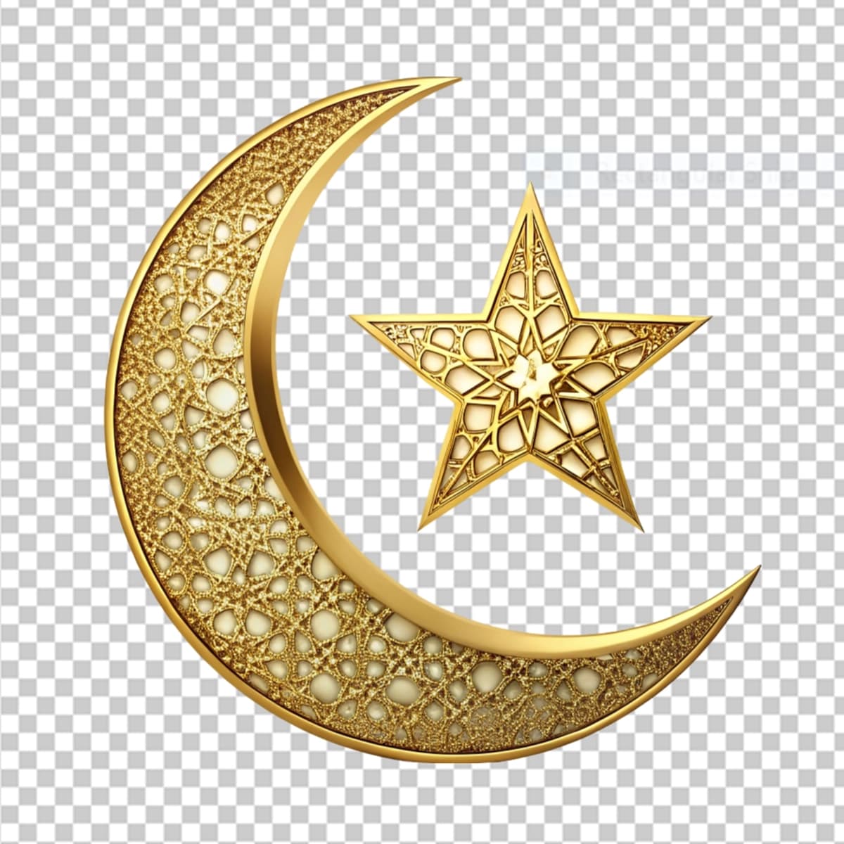 Yarim oy yulduzi dekorasi shaffof fon | Crescent star decor transparent background