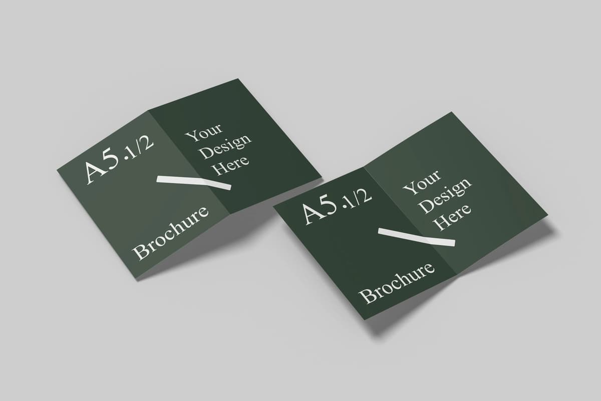 A6 a5 ikki qavatli maket | A6 a5 bifold mockup