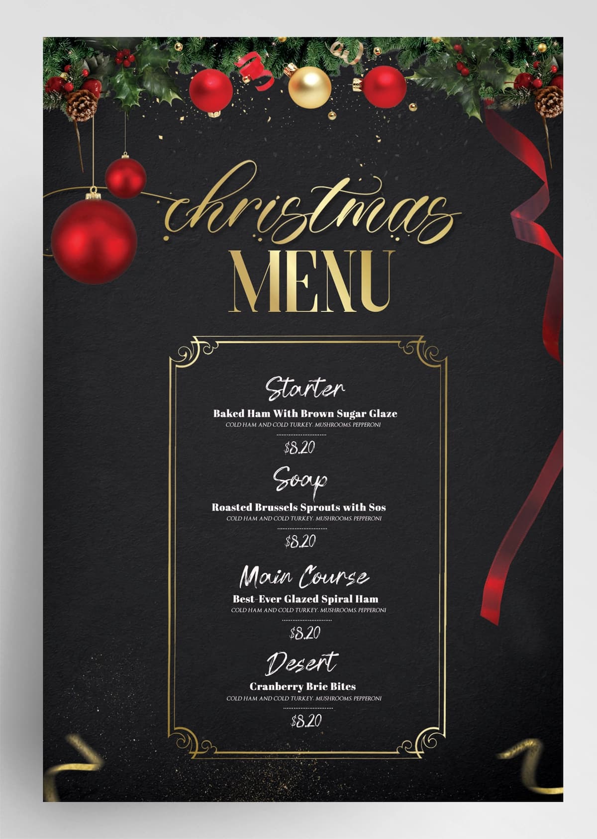 Rojdestvo maxsus menyu varaqasi | Christmas special menu flyer