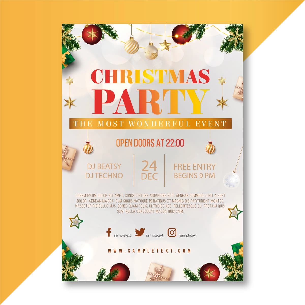 Fotosurat bilan Rojdestvo bayrami varaqasi shabloni | Christmas party flyer template with photo