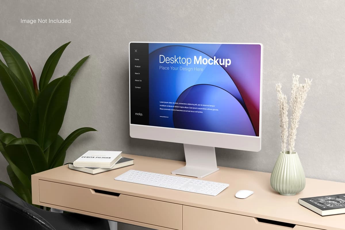 Kompyuter ish stoli ekrani jadval maketi | Computer desktop screen table mockup