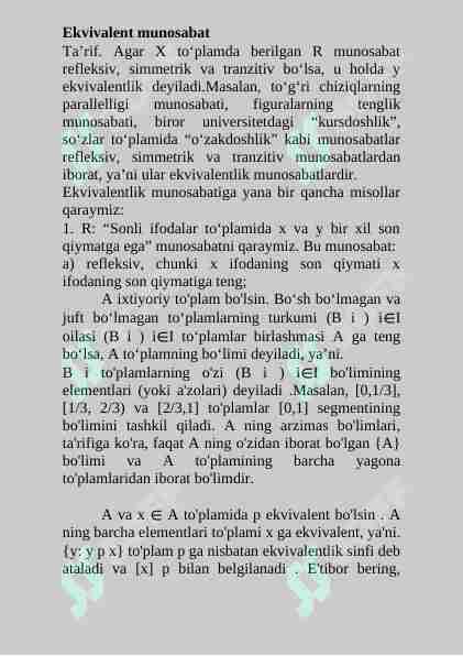 Ekvivalent munosabat