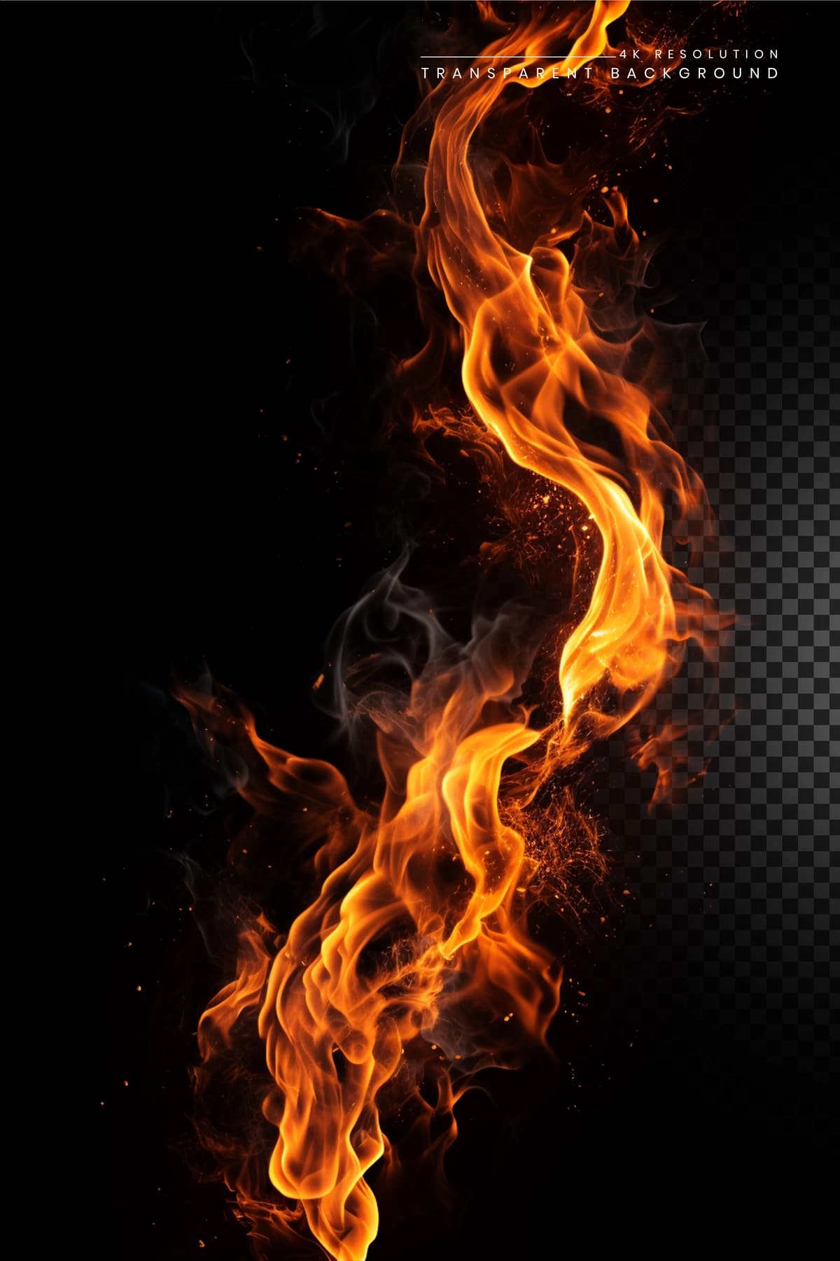 Haqiqiy olov alangasi shaffof fon | Realistic fire flames transparent background