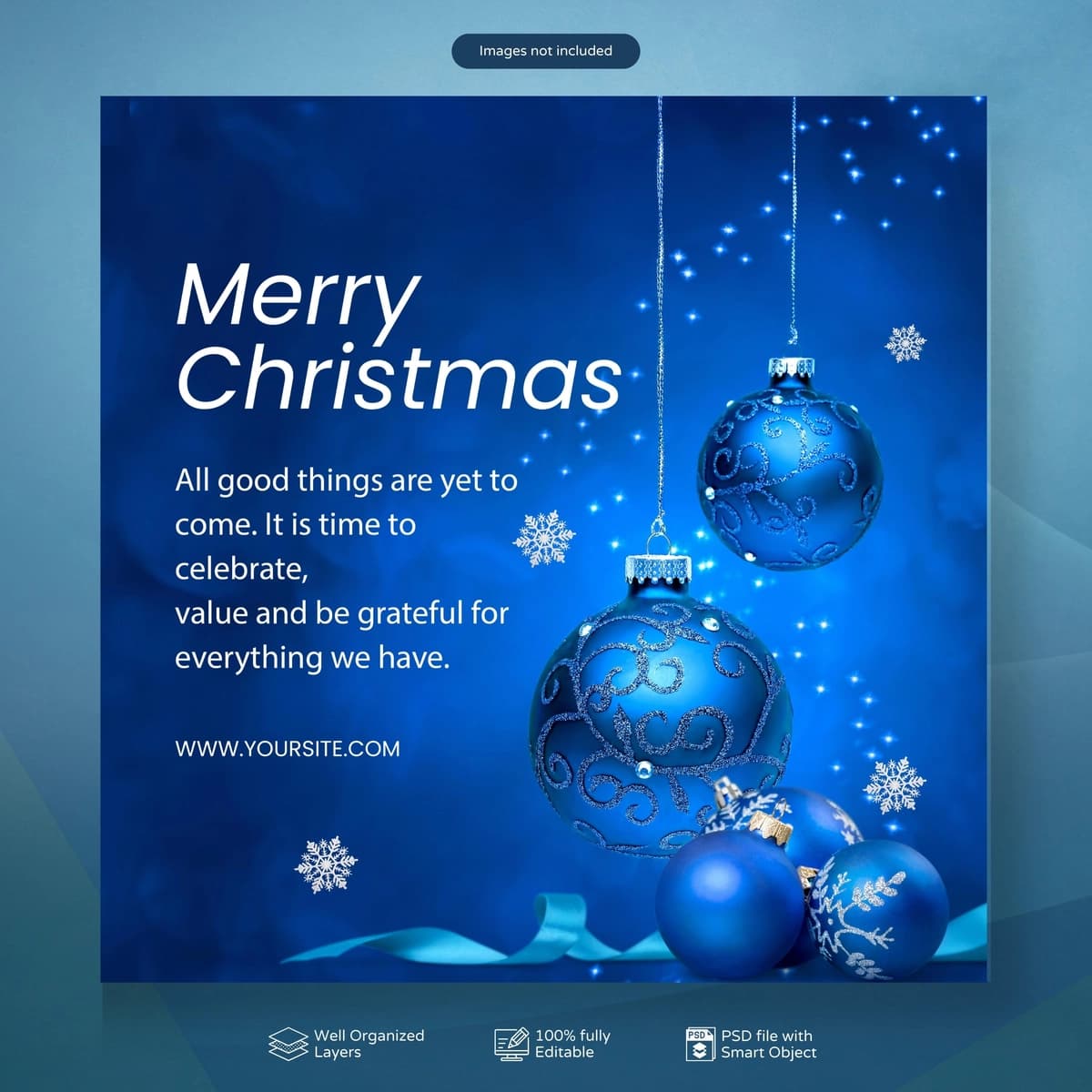 Psd quvnoq Rojdestvo yangi yilingiz bilan ijtimoiy media post shabloni | Psd merry christmas happy new year social media post template