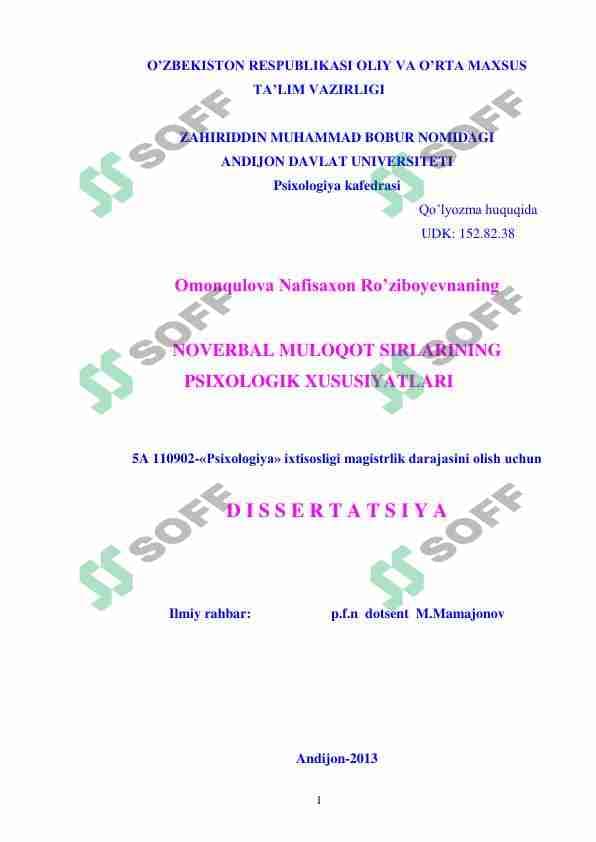 NOVERBAL MULOQOT SIRLARINING PSIXOLOGIK XUSUSIYATLARI