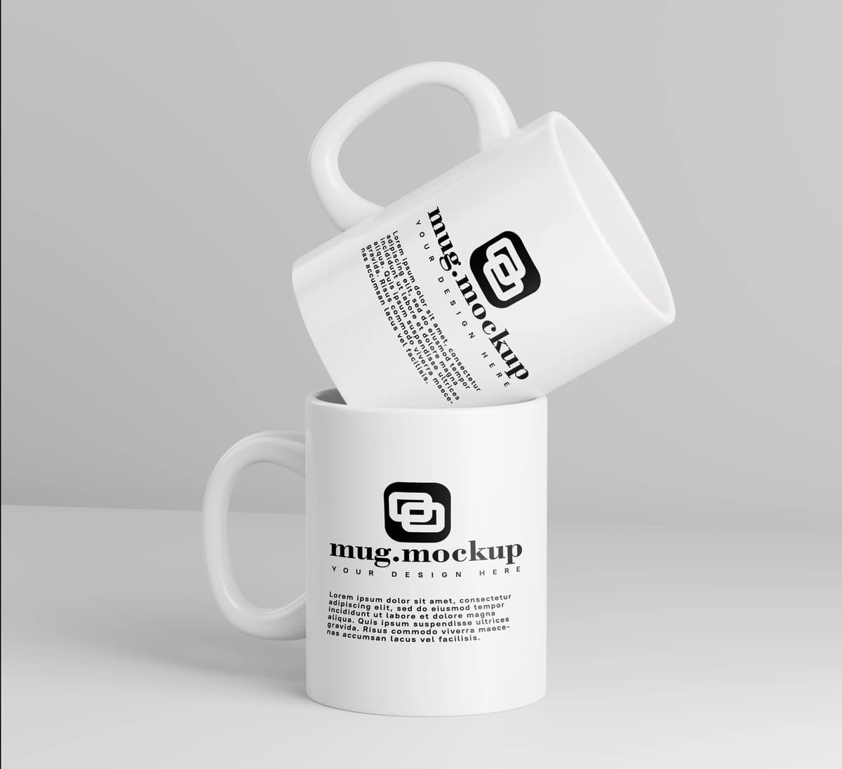 Ikkita krujka maketi bir-biriga yopishtirilgan | Two mugs mockup stacked up