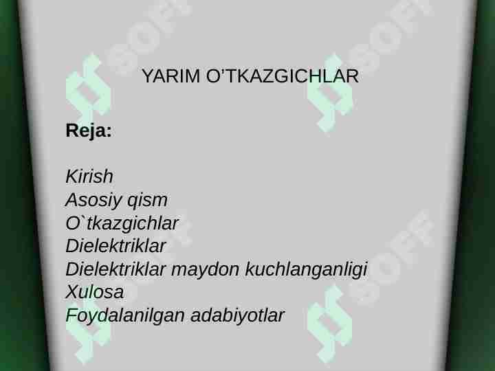 Yarim o’tkazgichlar