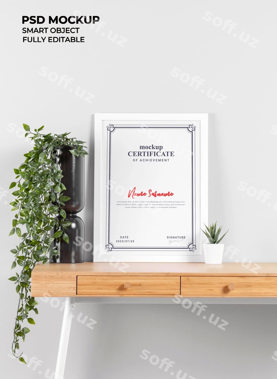 A4 sertifikat ramka maketi | A4 certificate frame mockup