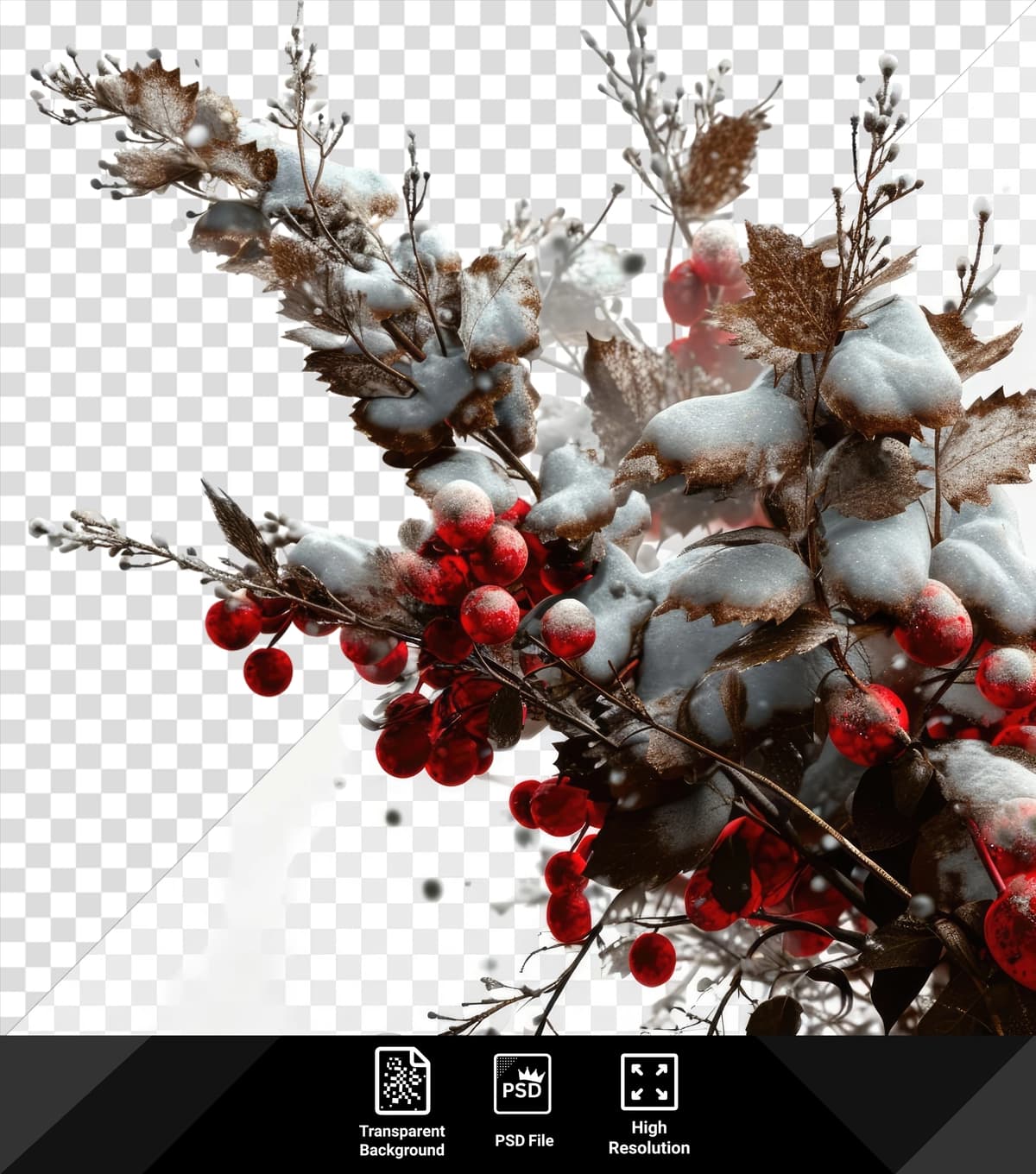 Qishki element vositasi qizil rezavorlar filiali | Winter item tool red berries branch