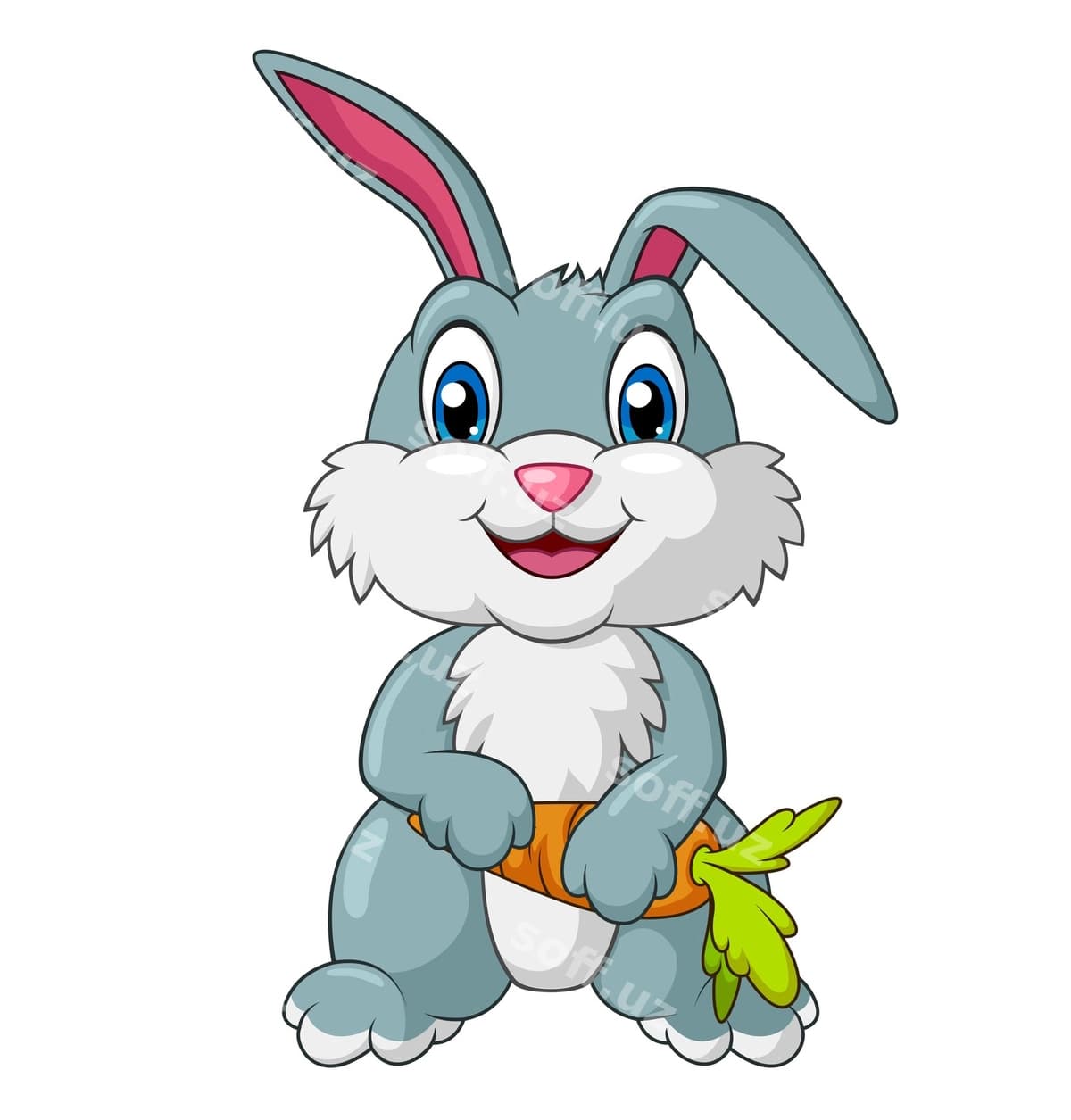 Sevimli tulki sabzini tutgan karyakatur | Adorable rabbit holding carrot cartoon