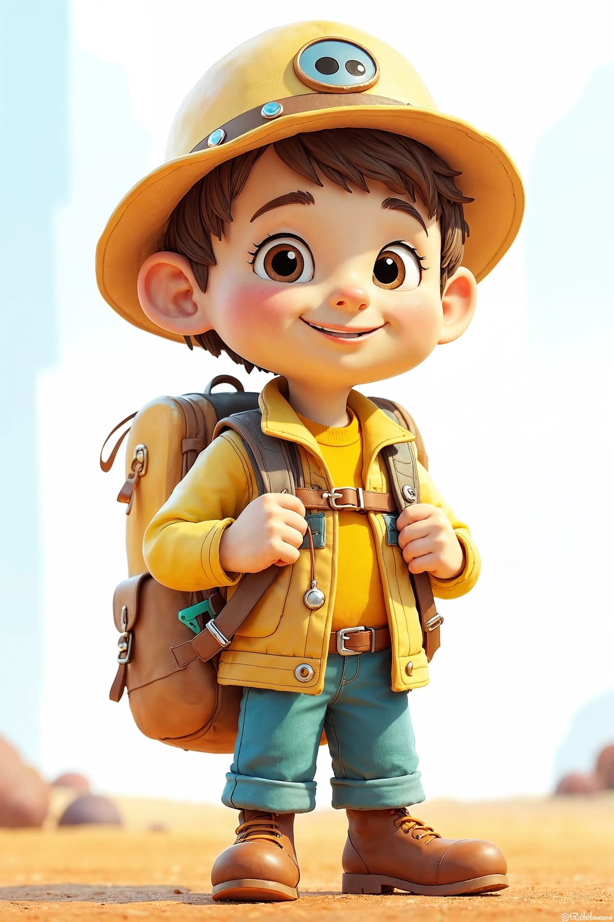 Xalta shlyapasi kiygan sarguzashtchi yosh tadqiqotchi | Adventurous young explorer with backpack hat
